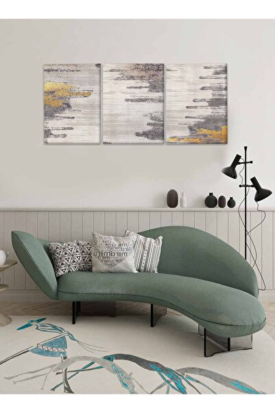 LOWHA مجموعة من 3 لوحات فنية جدارية من القماش مشدودة على إطار خشبي بتصميم تجريدي