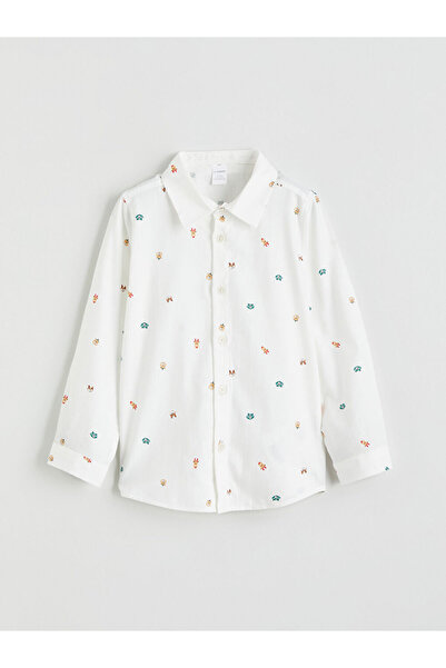 LC Waikiki Бяла риза с редовен крой и принт за момчета