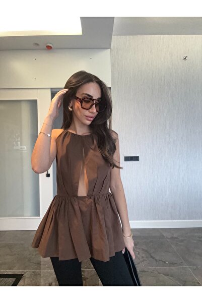 nowglamup بلوزة بنية