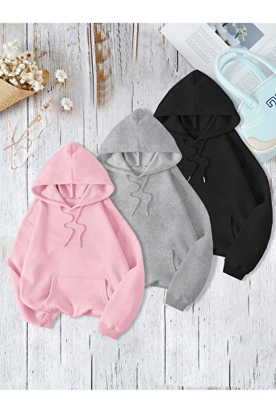 rocassi Kadın Kapuşonlu 3LÜ Sweatshirt