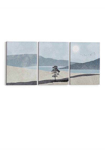 LOWHA Set of 3 Canvas Wall Art Stretched Over Wooden Frame with Snow Abstract Design