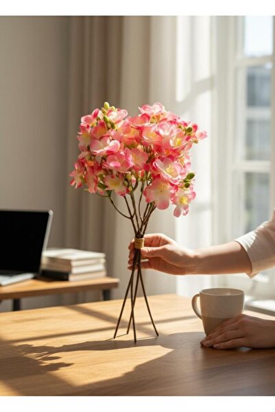 Nettenevime Artificial Flower Pink Jasmine Flower Bunch 4 Branches Bouquet 40*20cm