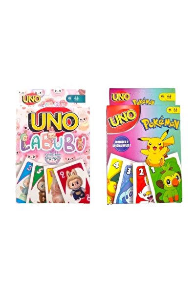 Oyunsal مجموعة بطاقات لعب لابوبو أونو وبوكيمون أونو مكونة من قطعتين
