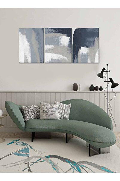 LOWHA مجموعة من 3 لوحات فنية جدارية من القماش مشدودة على إطار خشبي بتصميم تجريدي