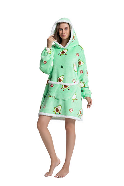 TillyBilly Sweatshirt blanket with sleeves, hood and pockets, model BOMB AVOCADO