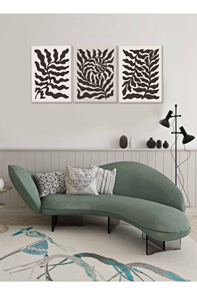 LOWHA مجموعة من 3 لوحات فنية جدارية من القماش مشدودة على إطار خشبي بتصميم تجر...