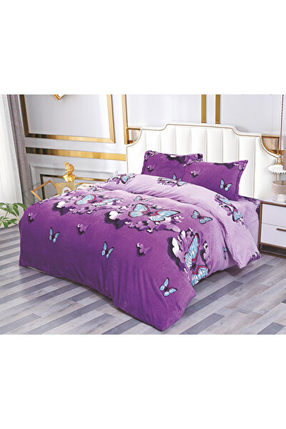FIONNA.RO Lenjerie Cocolino 4 Piese Cu Elastic - Mov Cu Fluturasi