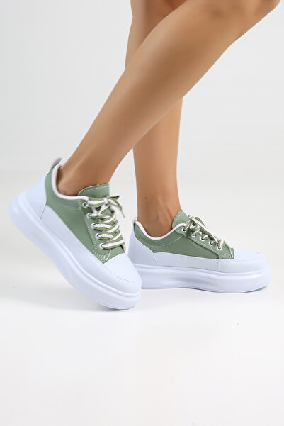 Encool Tenis de damă din in verde mentă |   Pantofi sport cu talpă înaltă, confortabili și eleganti de zi cu zi