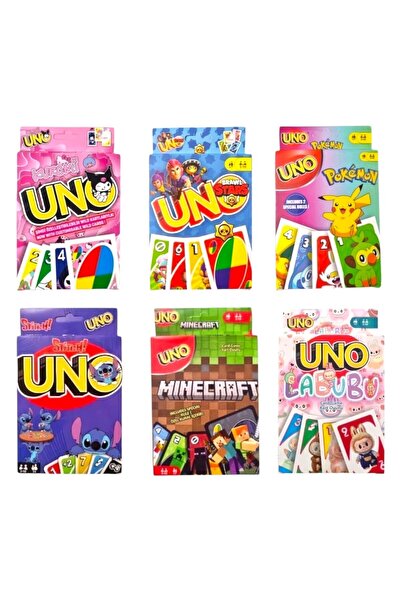 Oyunsal Kuromi Uno + Brawl Stars Uno + Pokemon Uno + Lilo&Stitch Uno + Minecr...