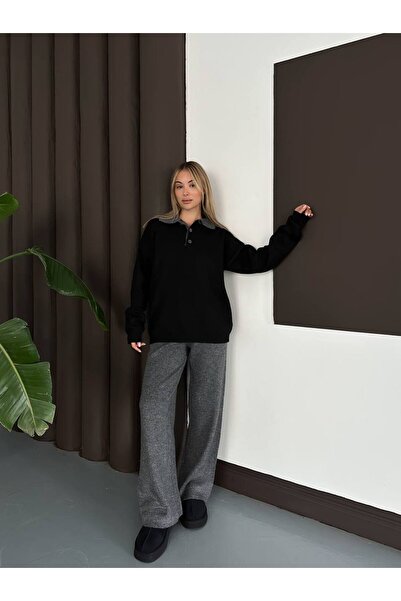 GİYSİ DÜNYASI 57 Triko Kumaş Kazak Pantalon Farkli Renk Kombi̇neli̇ 2 Li̇ Taki̇t