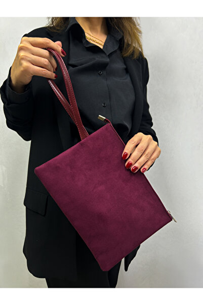 LİZZY BAG Burgundy Suede Look Women's Wallet