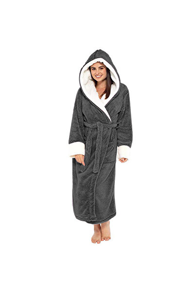 Unbranded/Generic Women's Thickened Flannel Winter Pajamas Robe with Belt (Plus Size)