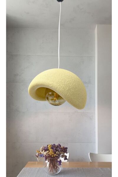 ZAVANSA Beton Görünümlü Krem Beton Avize İskandinav &Bohem Tekli Avize (E27 A...