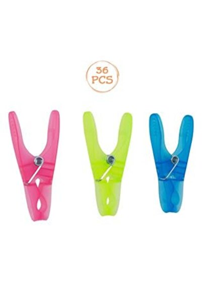 Aneliz Clești de rufe din plastic (fuchsia, albastru, lime) pentru haine 8,4 cm - 36 buc