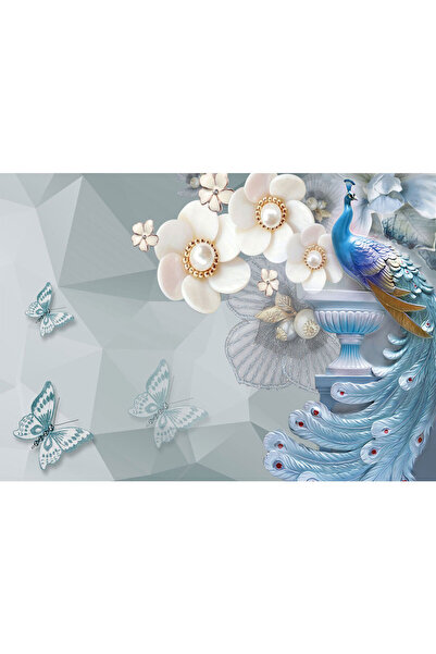 VIODESIGN Fototapet 3D, Flori si Paun, autoadeziv, multicolor, 120x200 cm 3D49