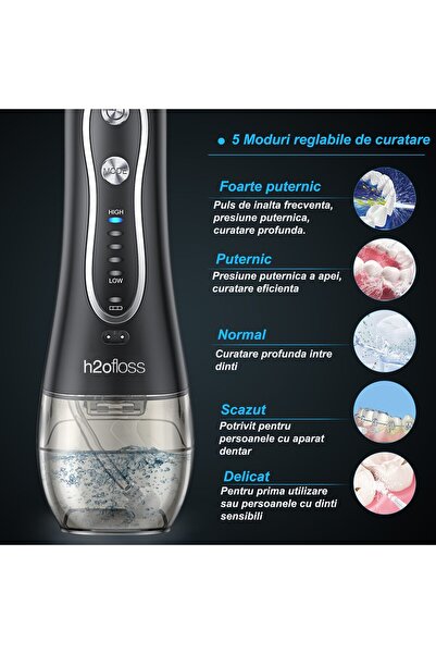 h2ofloss Professional Oral Irrigator for Mouthwash H2ofloss® Premium, 10 nozzles included, 2500 mAh battery