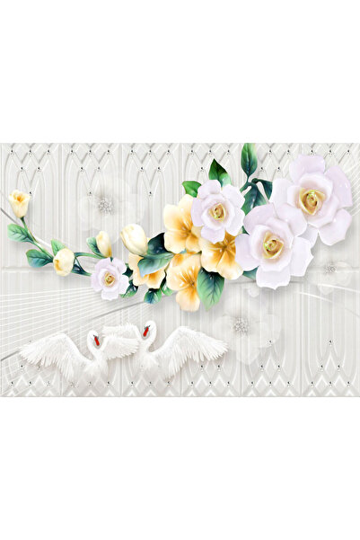 VIODESIGN Fototapet 3D Flori Lebede, autoadeziv, multicolor, 80x120 cm 3D51