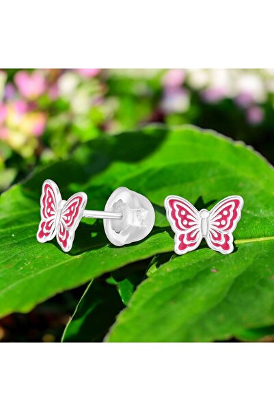 Sophia Collection Children's earrings in 925 silver, Butterfly model and premium silicone plugs