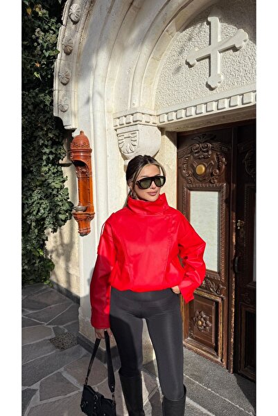 Captival Women's Leather Buttoned Coat