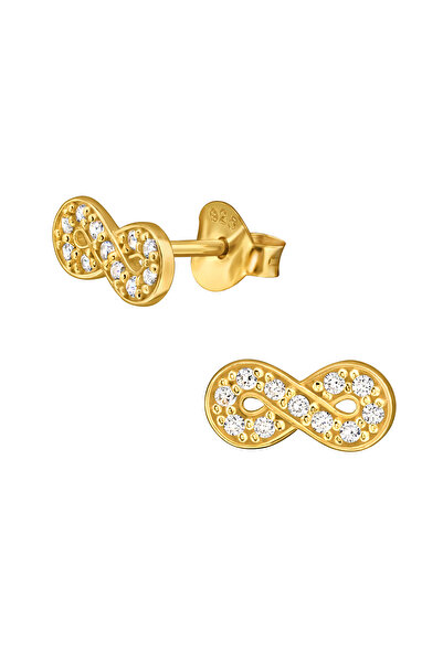 Sophia Collection Earrings 925 Silver plated with 24K gold, model Tortita love infinite with zirconium