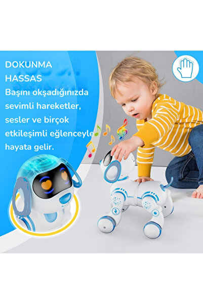 TRENDZONE Uzaktan Kumandalı Şarjlı Işıklı Müzikli Dokunma Sensörlü İnteraktif Akıllı Robot Köpek
