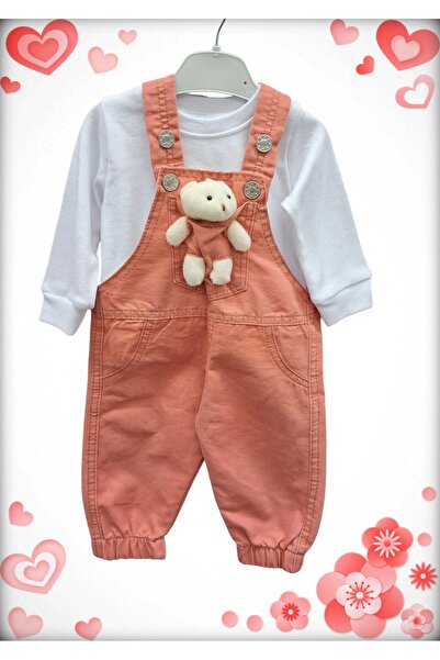 Avşar Baby Ayıcık Figürlü 9-24 Ay ikili Kot Salopet Tulum Takım