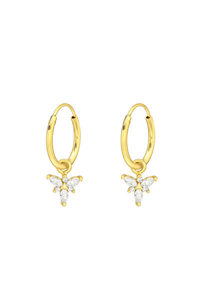 Sophia Collection Children's earrings 925 silver plated with 24k gold Butterfly model with cubic zirconia Kids