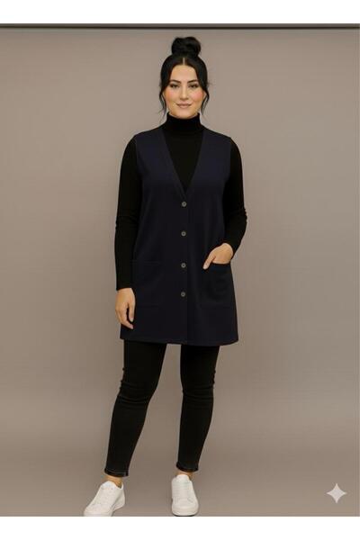 BAGİSTA BUTİK Comfortable Fit Buttoned Pocket Detail Long Vest Stylish and Easy to Match