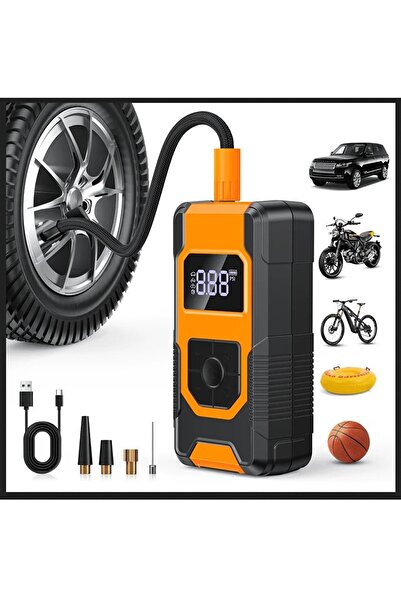 Bosile TURUNCU OTO ARAÇ LASTİK ŞİŞİRME POMPASI EKRANLI 160PSİ HAVA KOMPRESÖRÜ...