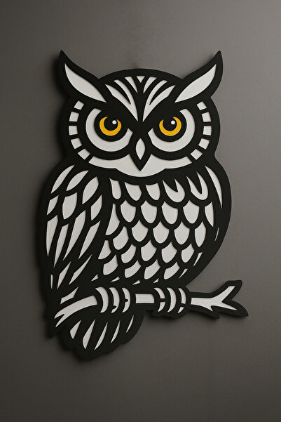 Ev Deryası Baykuş Tablo Dekoratif 3D Duvar Tablosu