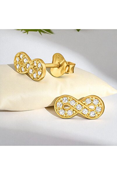Sophia Collection Earrings 925 Silver plated with 24K gold, model Tortita love infinite with zirconium