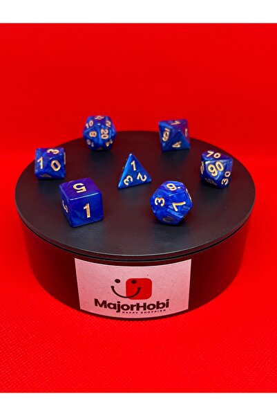 Major Hobi DND Frp Zar Seti 7li Set Dnd Zarı Dungeons And Dragons Masaüstü Oyun Zarı Sedefli Mavi