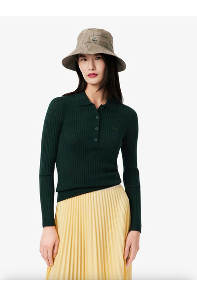 Lacoste Wool Jersey Polo Collar Sweater