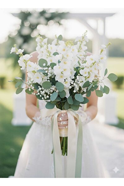 YAPAY ÇİÇEK DERYASI 1 Piece White Hyacinth Large Size Home Vase Decor Arrangement