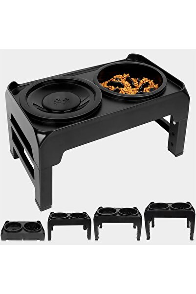 YENİTECH Ayarlanabilir Yükseltilebilir Köpek Kedi Mama Kabı Yavaş Yeme ve Sıç...