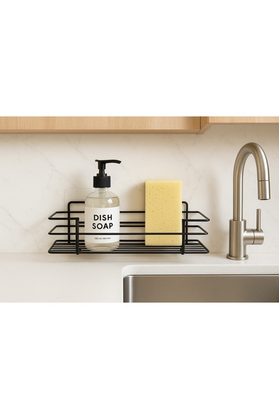 yodis Delmeye Son Yapışkanlı Mutfak Rafı Mutfak Düzenleyici Siyah Organizer Yapışkanlı Raf