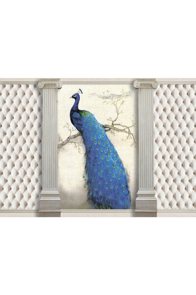 VIODESIGN Fototapet 3D, Dormitor Paun Albastru, autoadeziv, multicolor, 120x200 cm 3D92