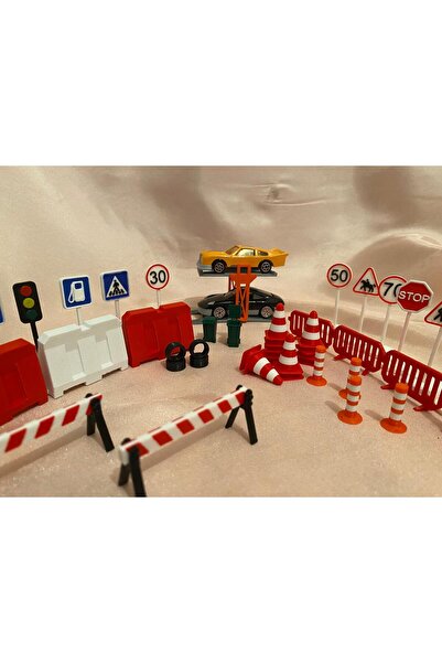 Eta3d Mini Trafik Eğitim ve Araç Seti Liftli Dubalı Oyun Seti Trafik Levhalı ...