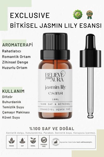 Believe Your Aura Bitkisel Jasmin Lily Esansı - %100 Saf Buhurdanlık Difüzör ...