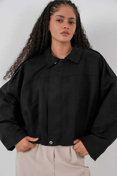 alita butik Women's Oversized Bomber Suede Jacket