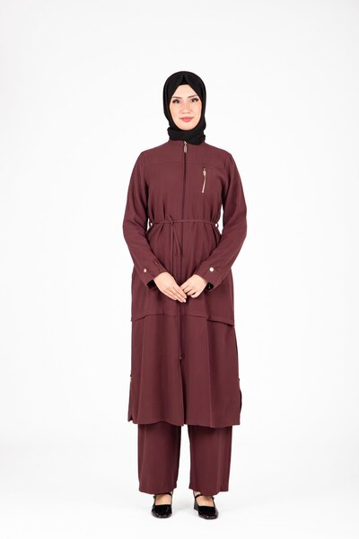 Beyza Ring Accessory Detailed Lower Upper Set Burgundy 9476