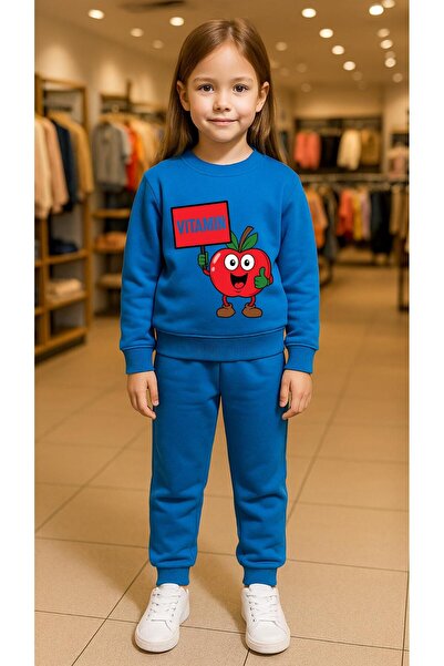 playwear Παιδικό Φούτερ Σετ ΒΙΤΑΜΙΝΕΣ ΜΗΛΟ Με στάμπα για κορίτσια και αγόρια ...
