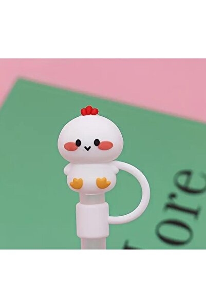 alisa Hayvan Desenli 3D Termos Pipet Kapağı - Yeniden Kullanılabilir, 10mm pi...