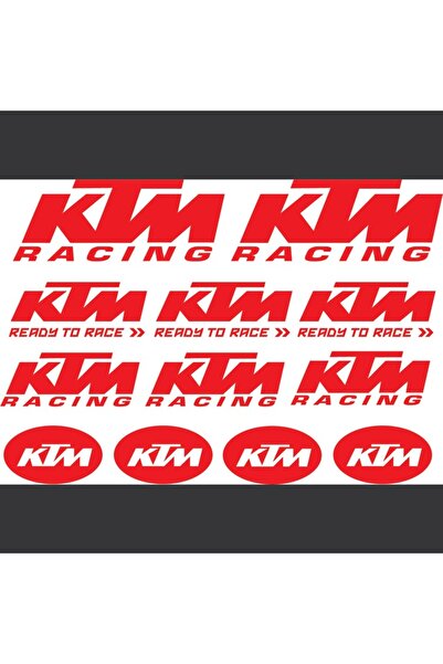 Oracal 651 Set of 12 Moto Stickers, KTM Racing, red