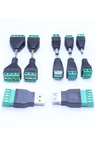Generic محول كتلة طرفية لولبية بدون لحام USB من النوع A، صوت ستيريو، طاقة تيا...