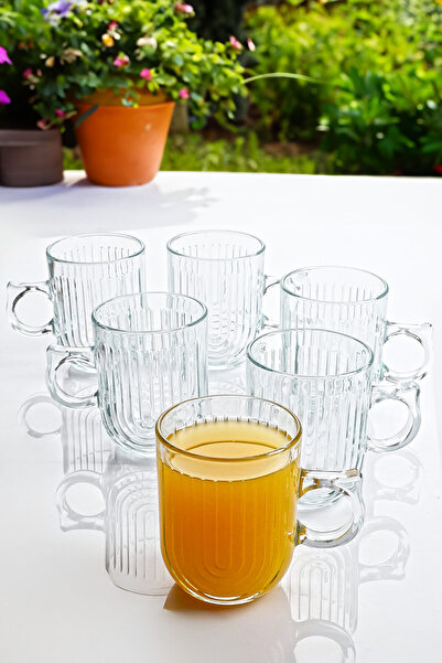 Porselen Diyarı Linya Glass 6-Piece Mug with Handle 200 ml