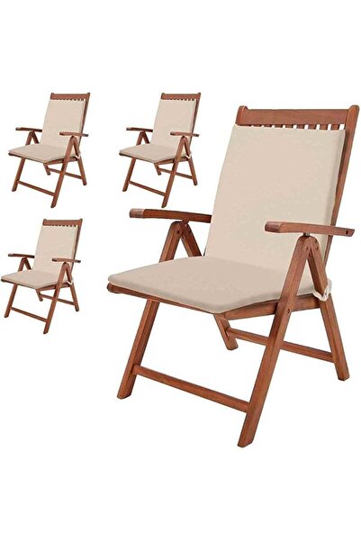Genel Markalar Bahçe Balkon Salon Krem Sandalye Minderi (arkalıklı) 4 lü