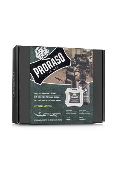 Proraso Pachet Duo pentru Îngrijirea Barbei cu Chiparos și Vetiver (Balsam + Șampon)