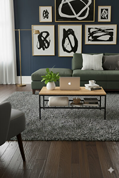 tridihome Loft Metal Çok Amaçlı Orta Sehpa | Ahşap Görünümlü Raflı Modern Sal...