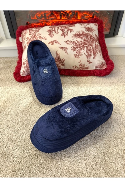 Aksulu Erkek Pofuduk Taban Çok Yumuşak ve Hafif İçi Yünlü Peluş Ev Terliği